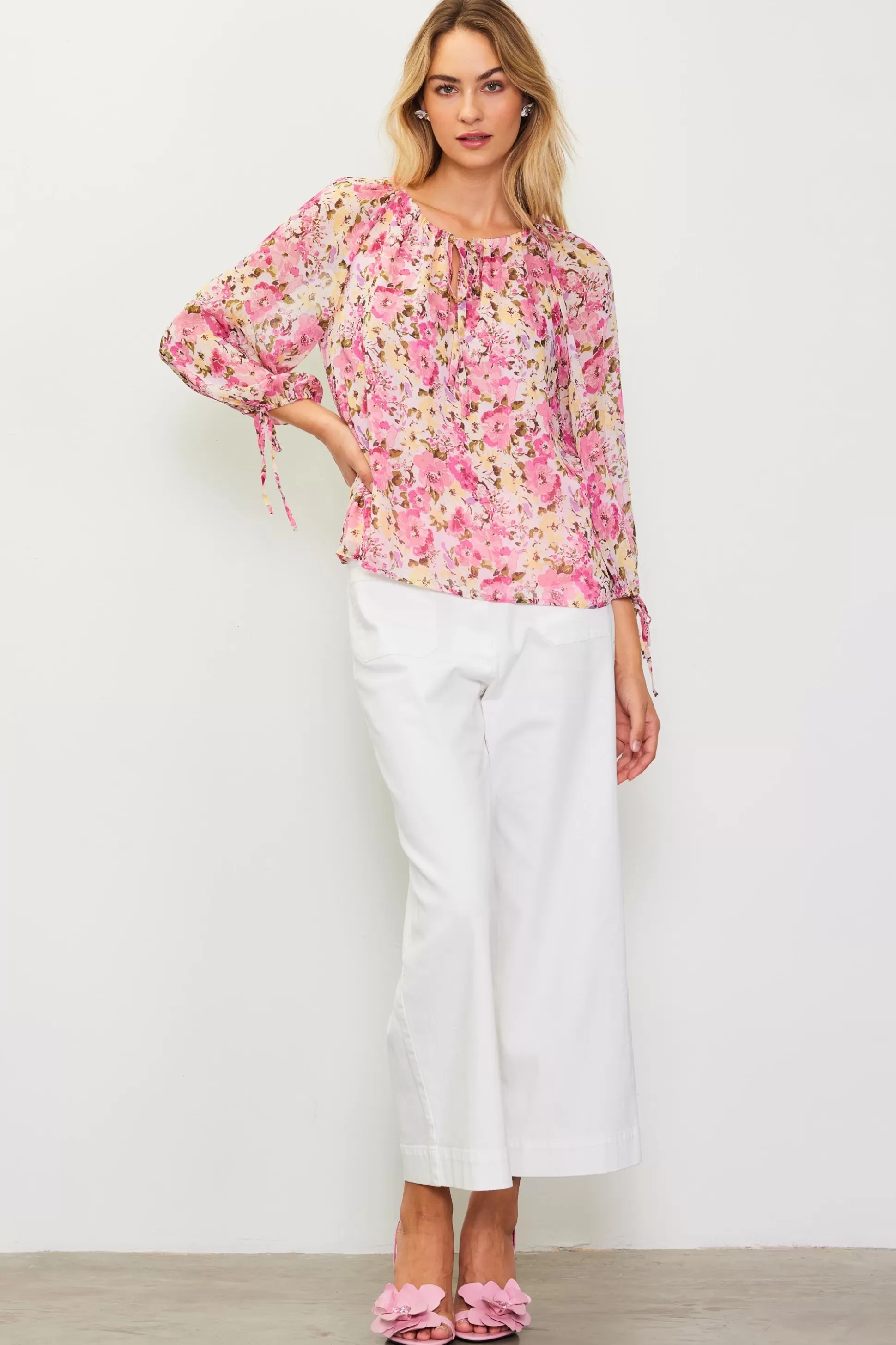 SKIES ARE BLUE Blouses | Long Sleeve Tops>Alanna Floral Print Longsleeve Blouse Pink