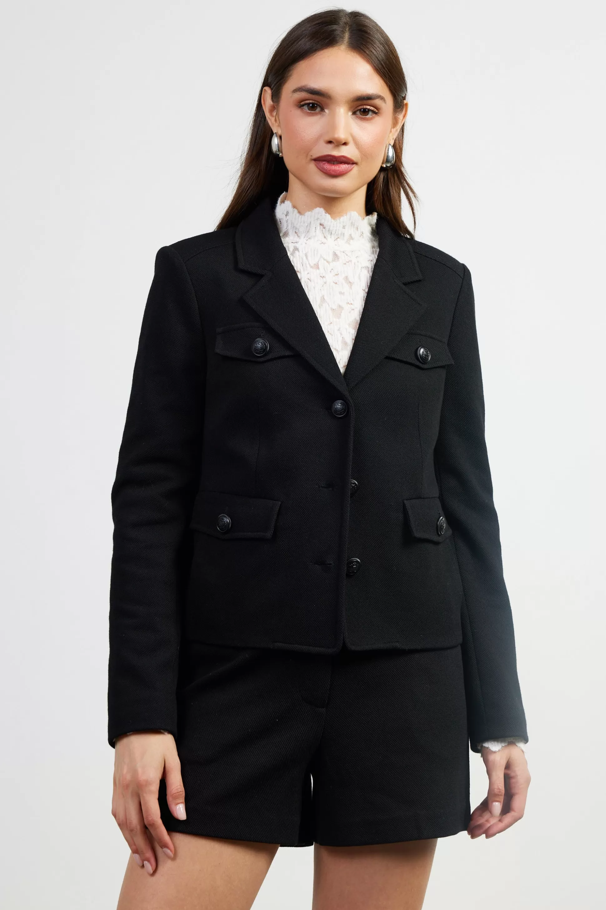 SKIES ARE BLUE Blazers>Clara Structured Jacket Black