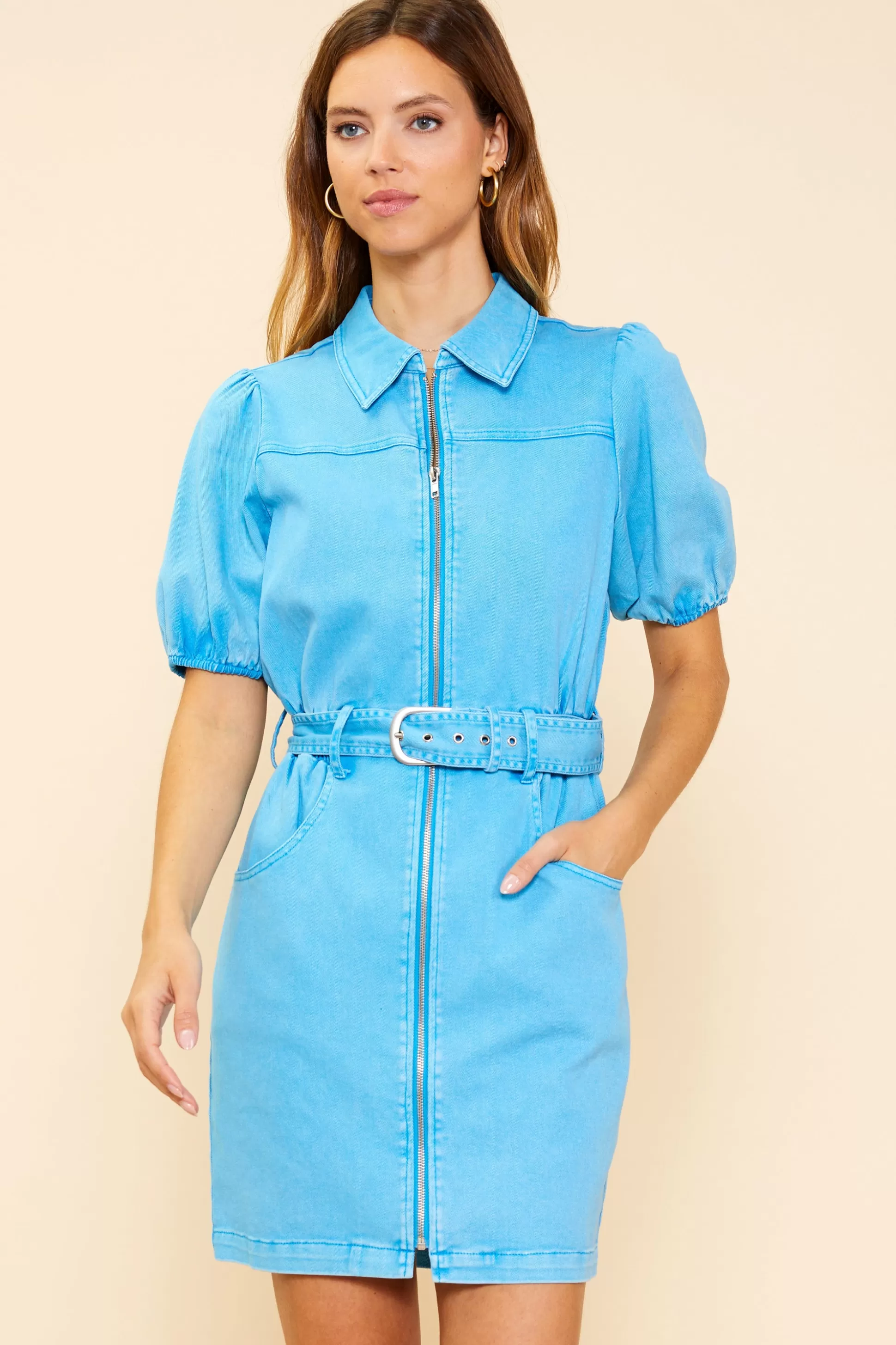 SKIES ARE BLUE Mini Dresses>Collared Mini Dress Brightblue