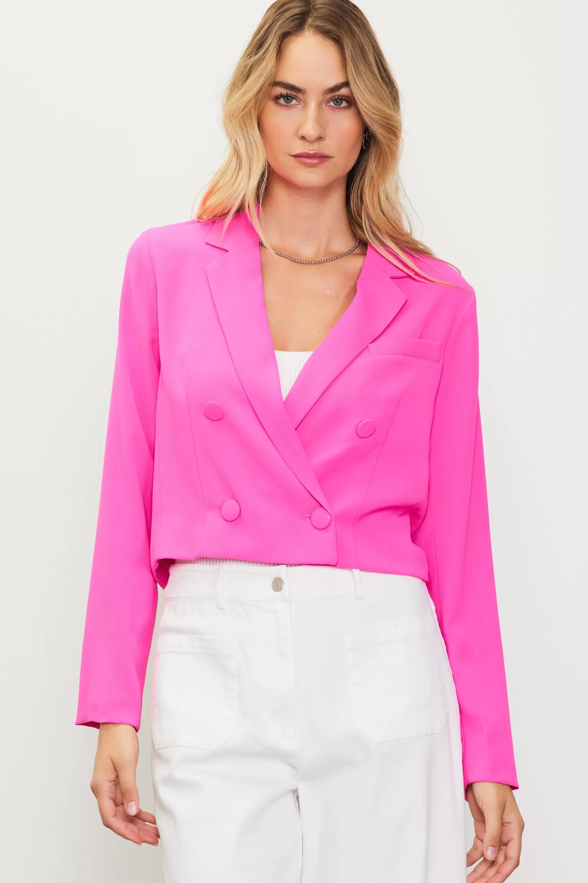 SKIES ARE BLUE Blazers>Double Breasted Crop Blazer Prettyinpink