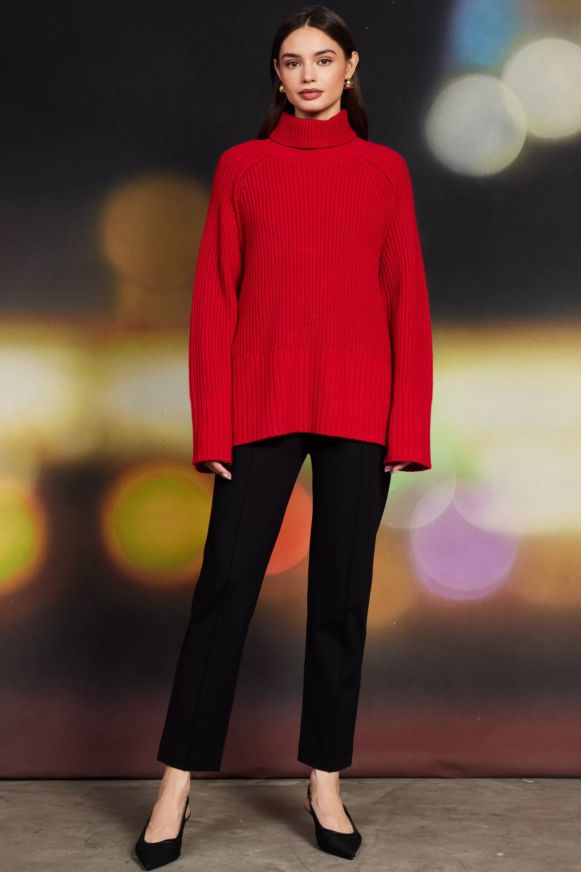 SKIES ARE BLUE Sweaters>Irene Turtleneck Sweater Red