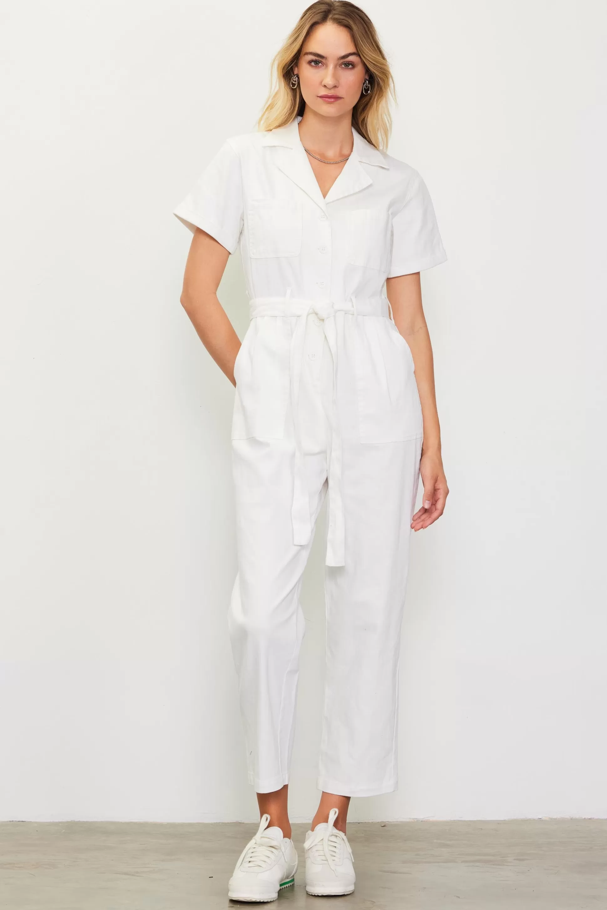 SKIES ARE BLUE Jumpsuits>Kendall Washed Utility Jumpsuit White