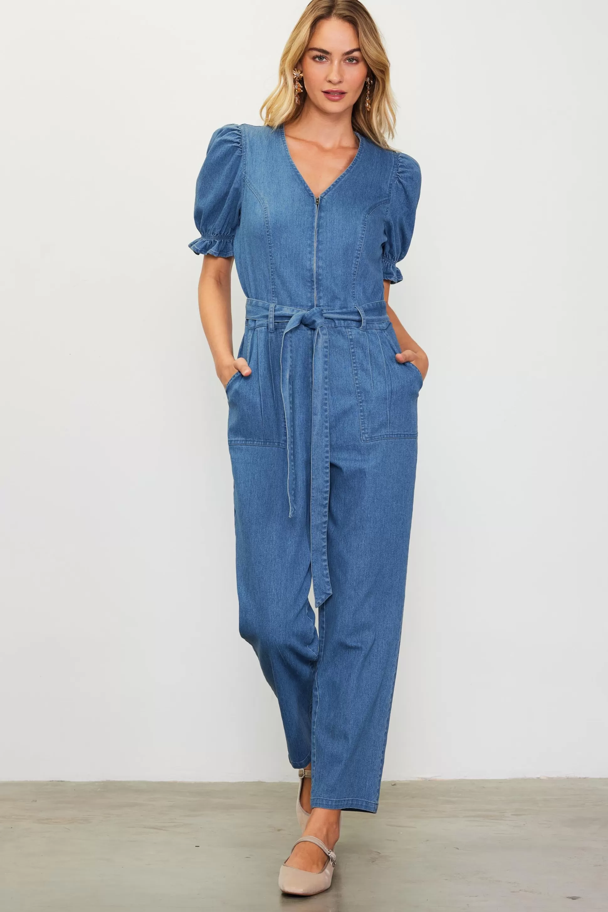 SKIES ARE BLUE Jumpsuits>Light Washed Jumpsuit Denim