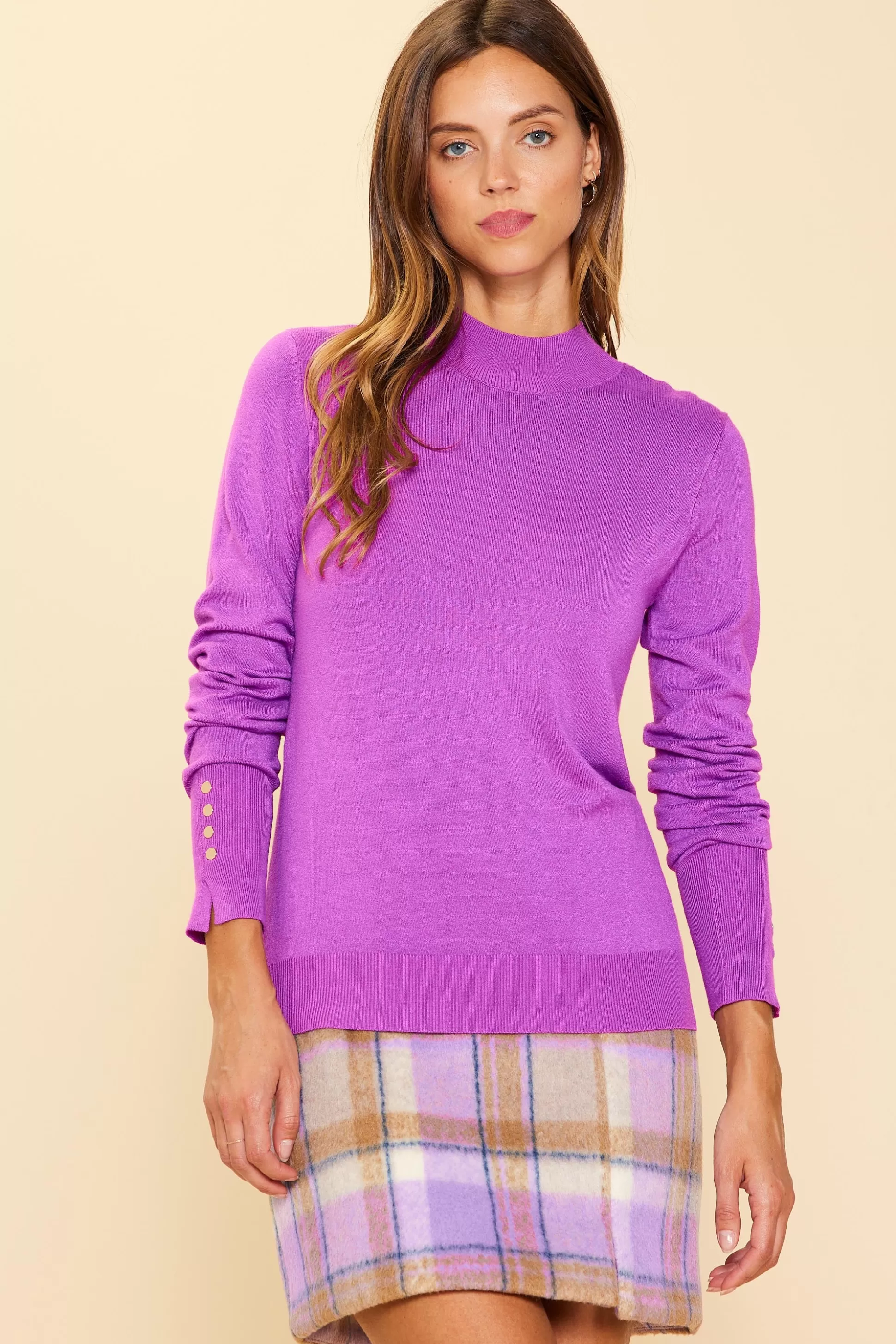 SKIES ARE BLUE Long Sleeve Tops | Sweaters>Longsleeve Mock Neck Sweater Mindfulmauve