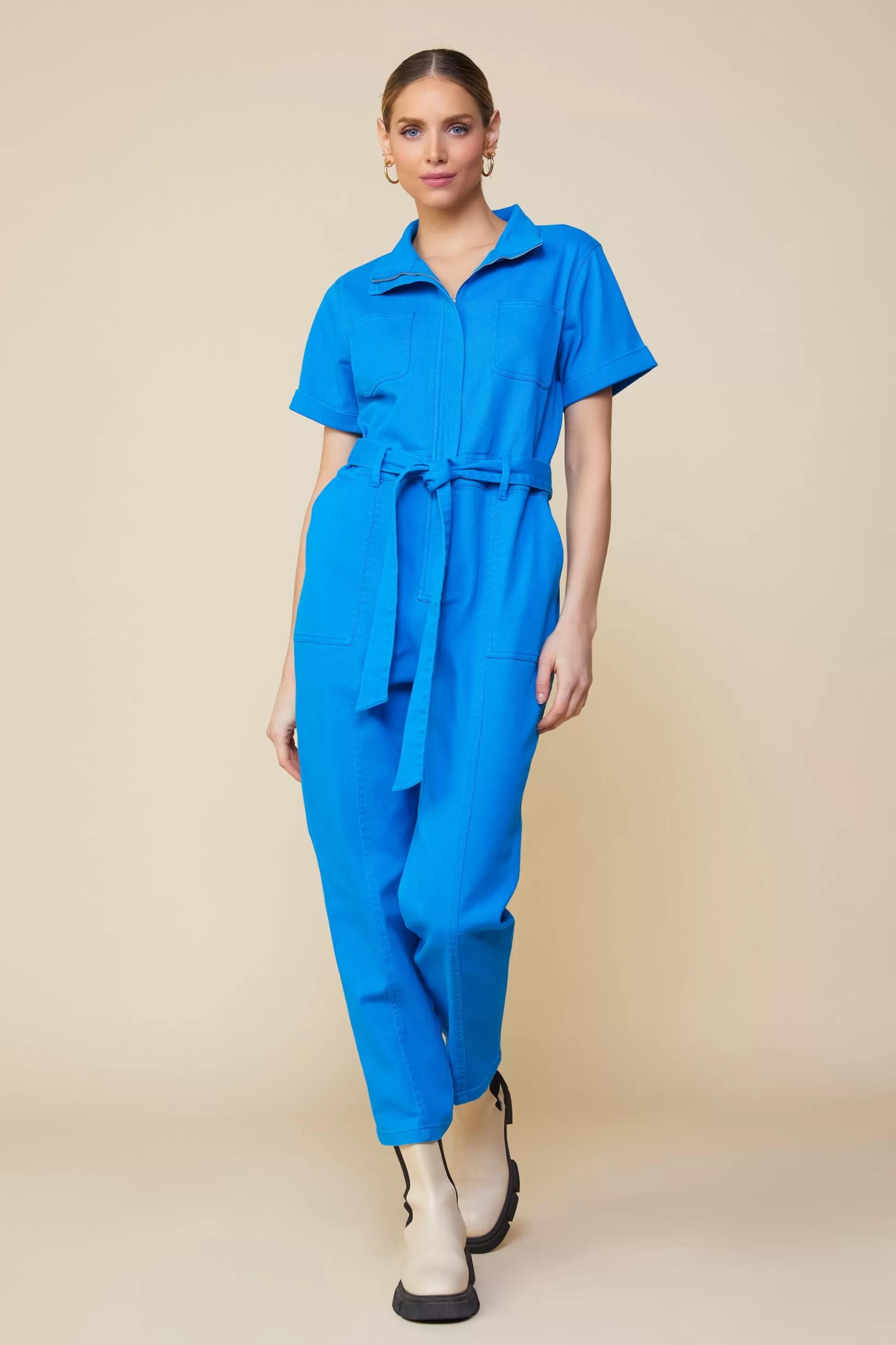 SKIES ARE BLUE Jumpsuits>Millie Utility Zip Jumpsuit Cobaltblue