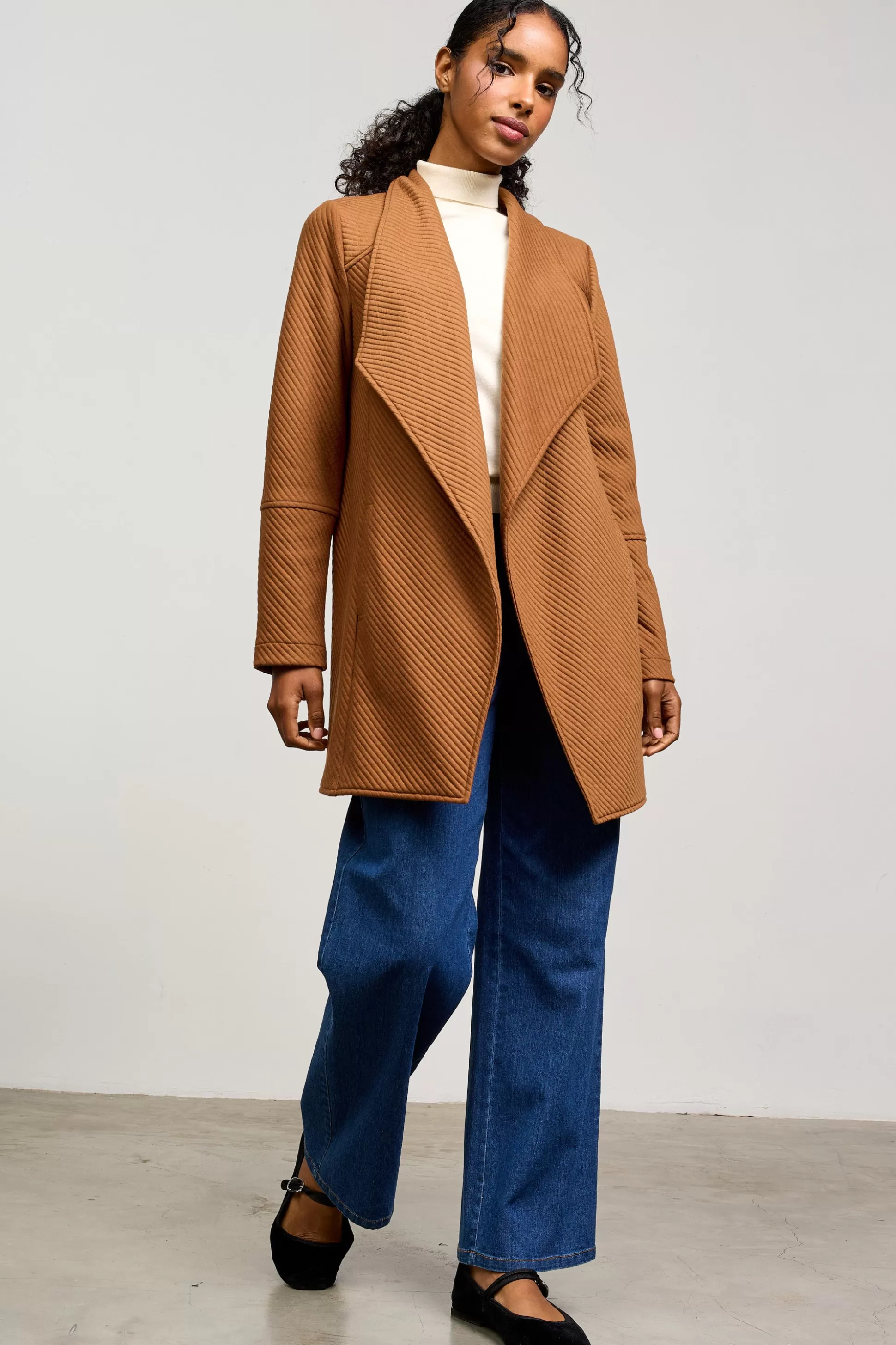 SKIES ARE BLUE Sweaters | Outerwear>Open Front Cardigan Camel