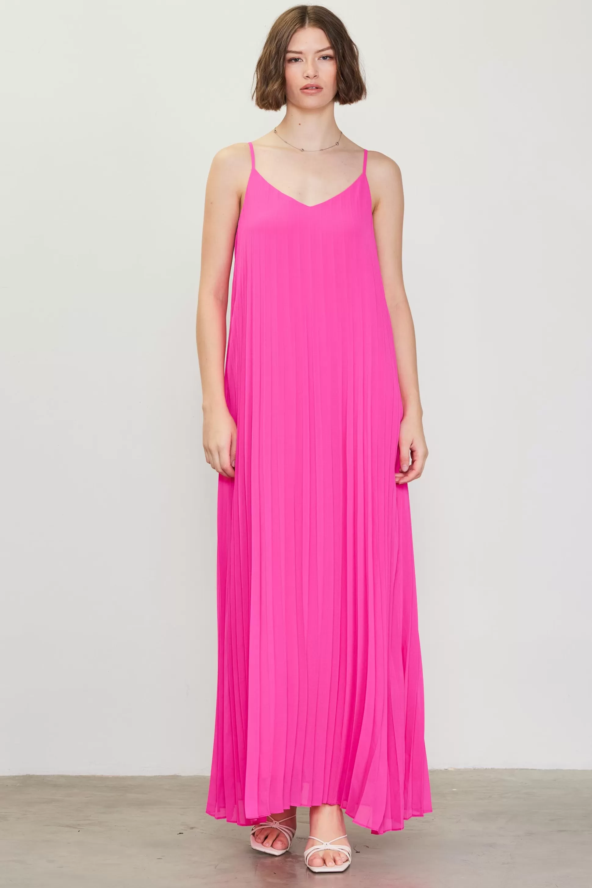 SKIES ARE BLUE Maxi Dresses>Pleated Maxi Dress Prettyinpink