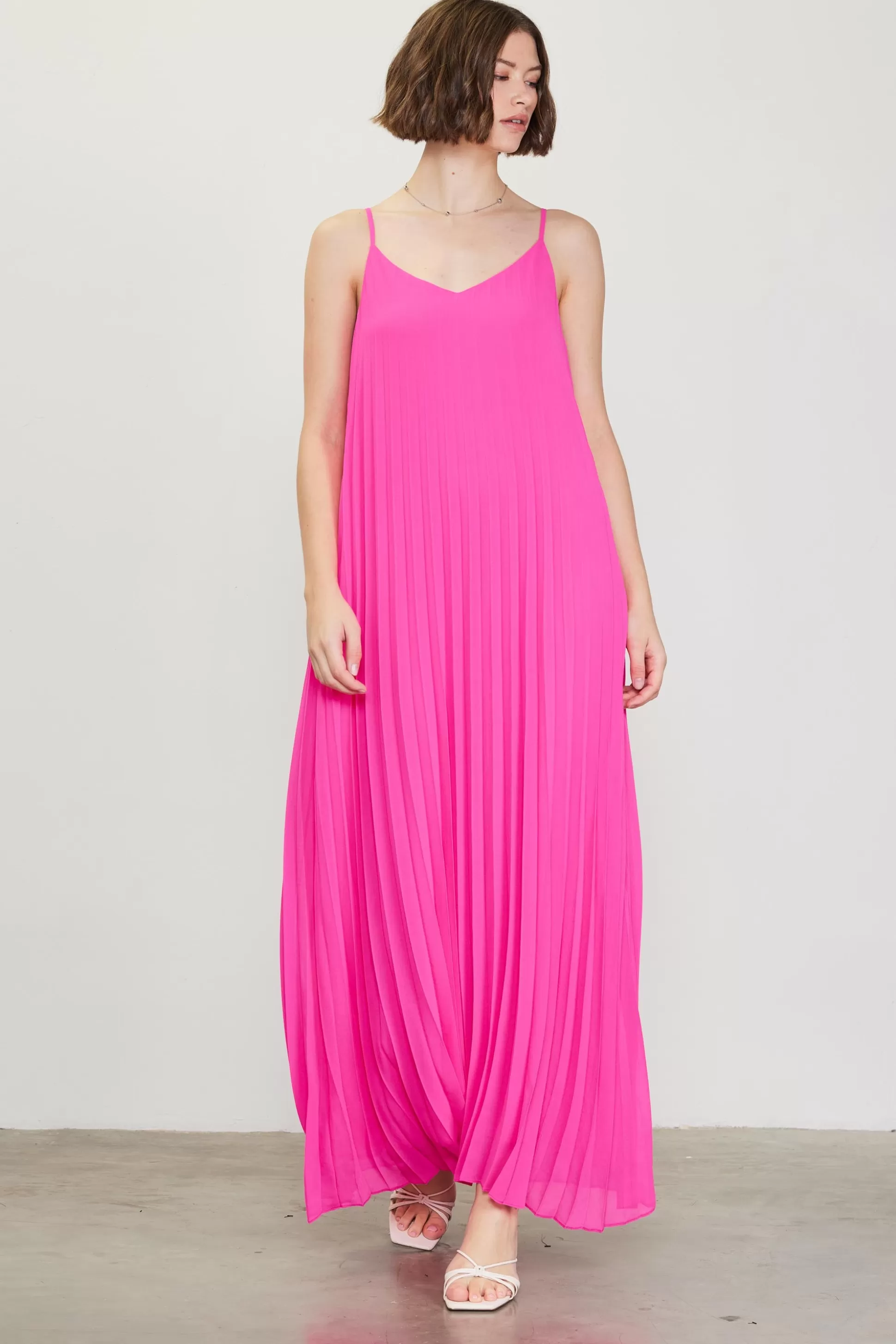 SKIES ARE BLUE Maxi Dresses>Pleated Maxi Dress Prettyinpink