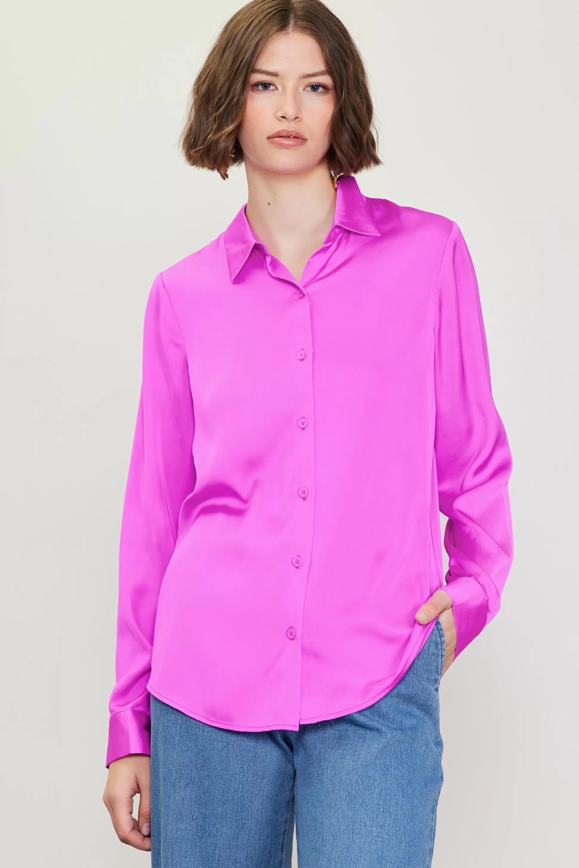 SKIES ARE BLUE Blouses | Long Sleeve Tops>Recycled Classic Button Down Top Roseviolet