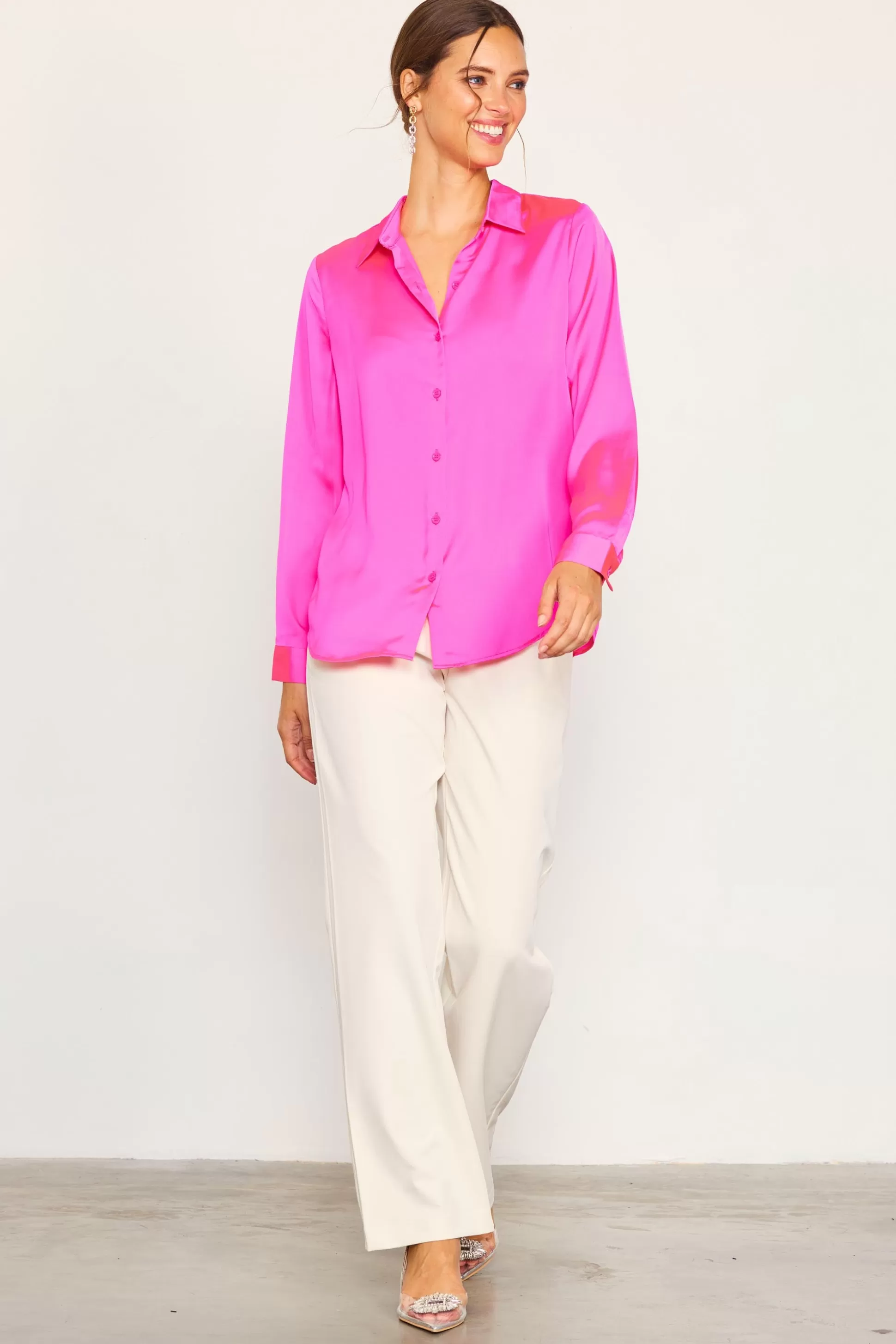 SKIES ARE BLUE Blouses | Long Sleeve Tops>Recycled Classic Button Down Top Prettyinpink