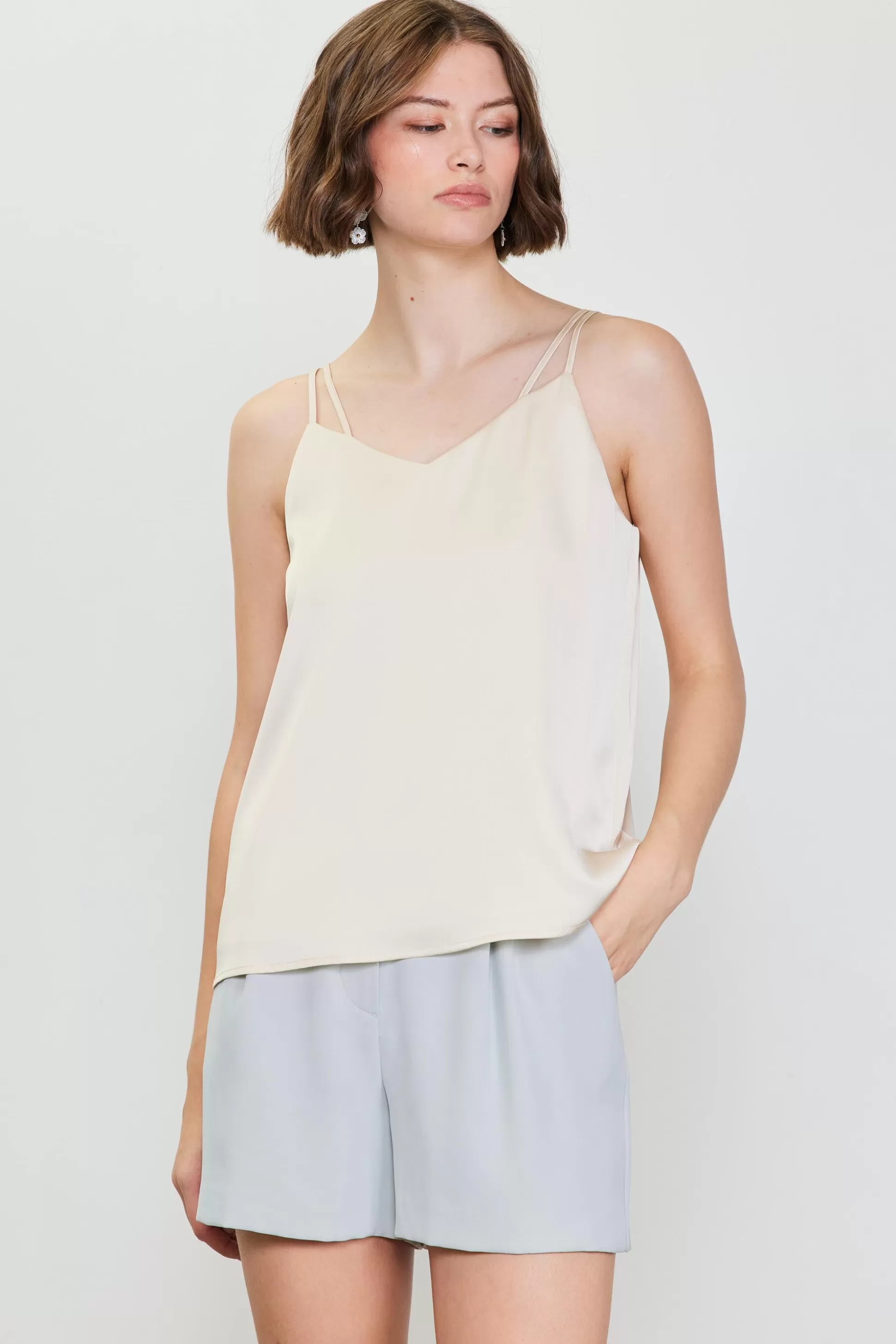 SKIES ARE BLUE Sleeveless Tops>Recycled Double Strap Cami Shell