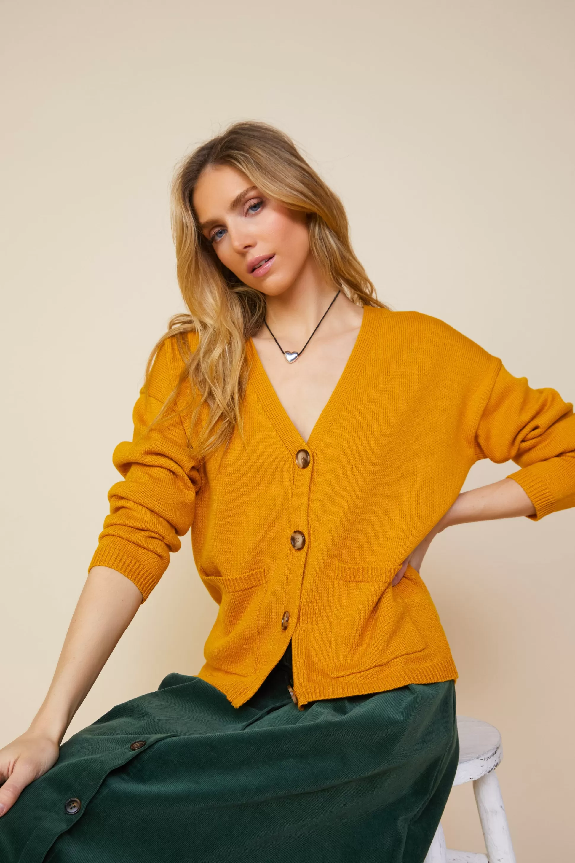 SKIES ARE BLUE Outerwear | Sweaters>Recycled Yarn Cardigan Marigold