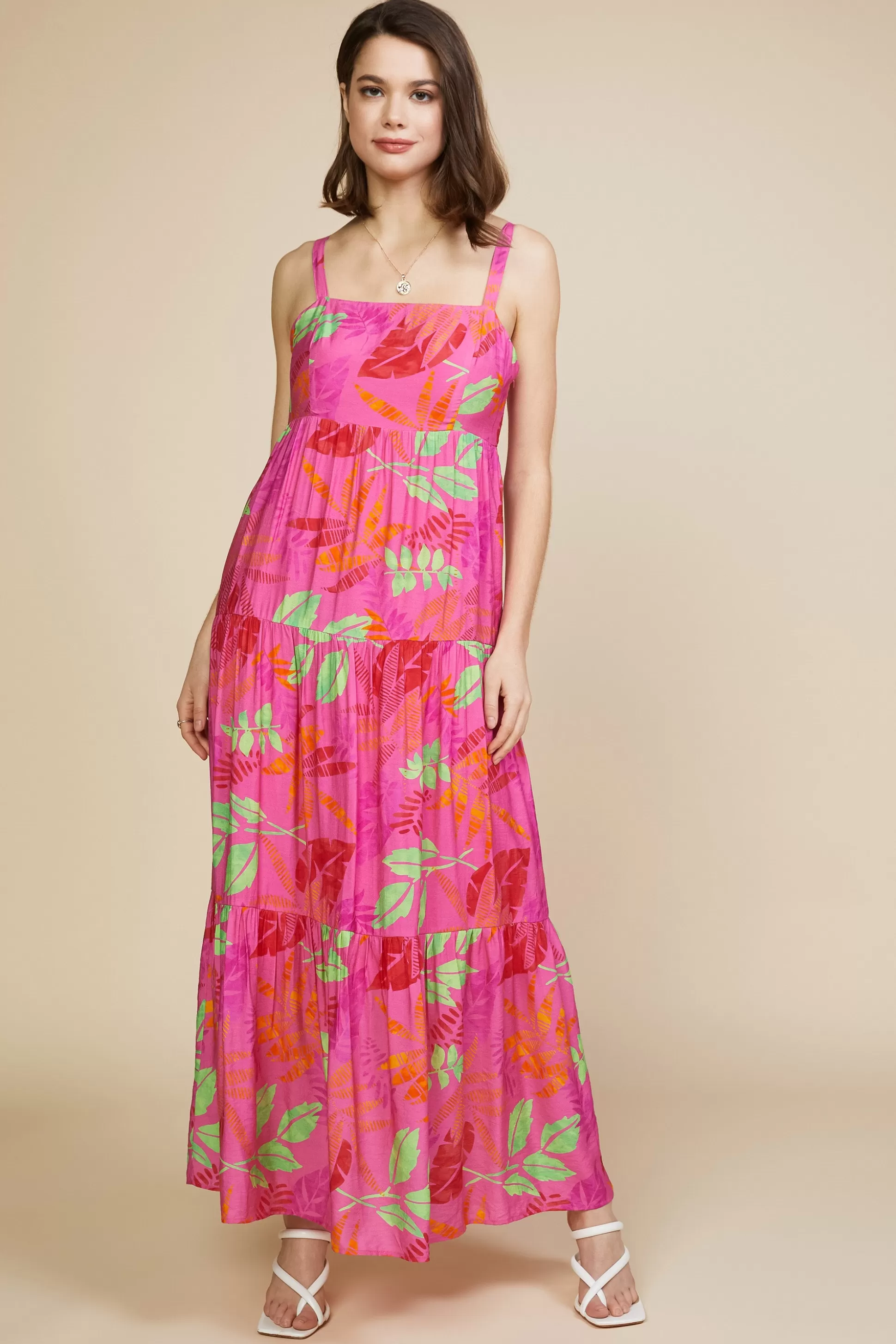 SKIES ARE BLUE Maxi Dresses>Tropical Print Maxi Dress Prettyinpink