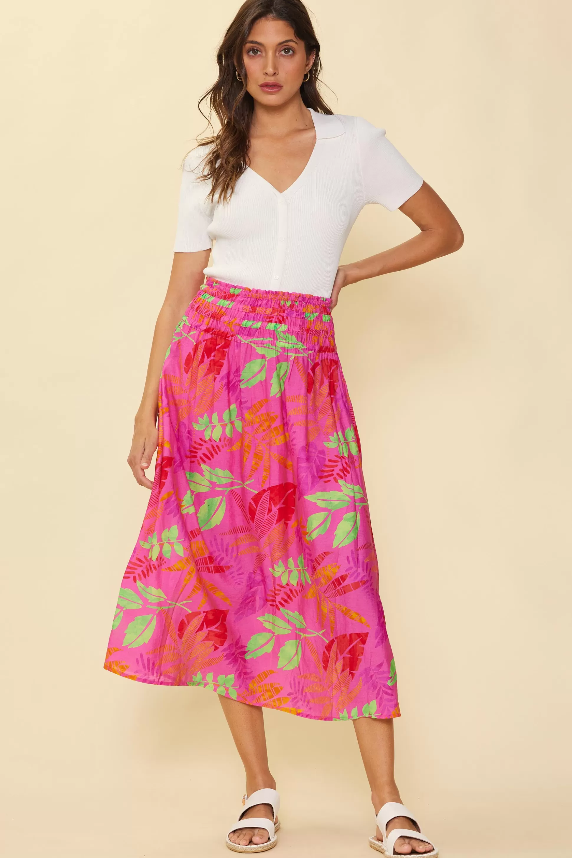 SKIES ARE BLUE Skirts>Tropical Print Skirt Prettyinpink