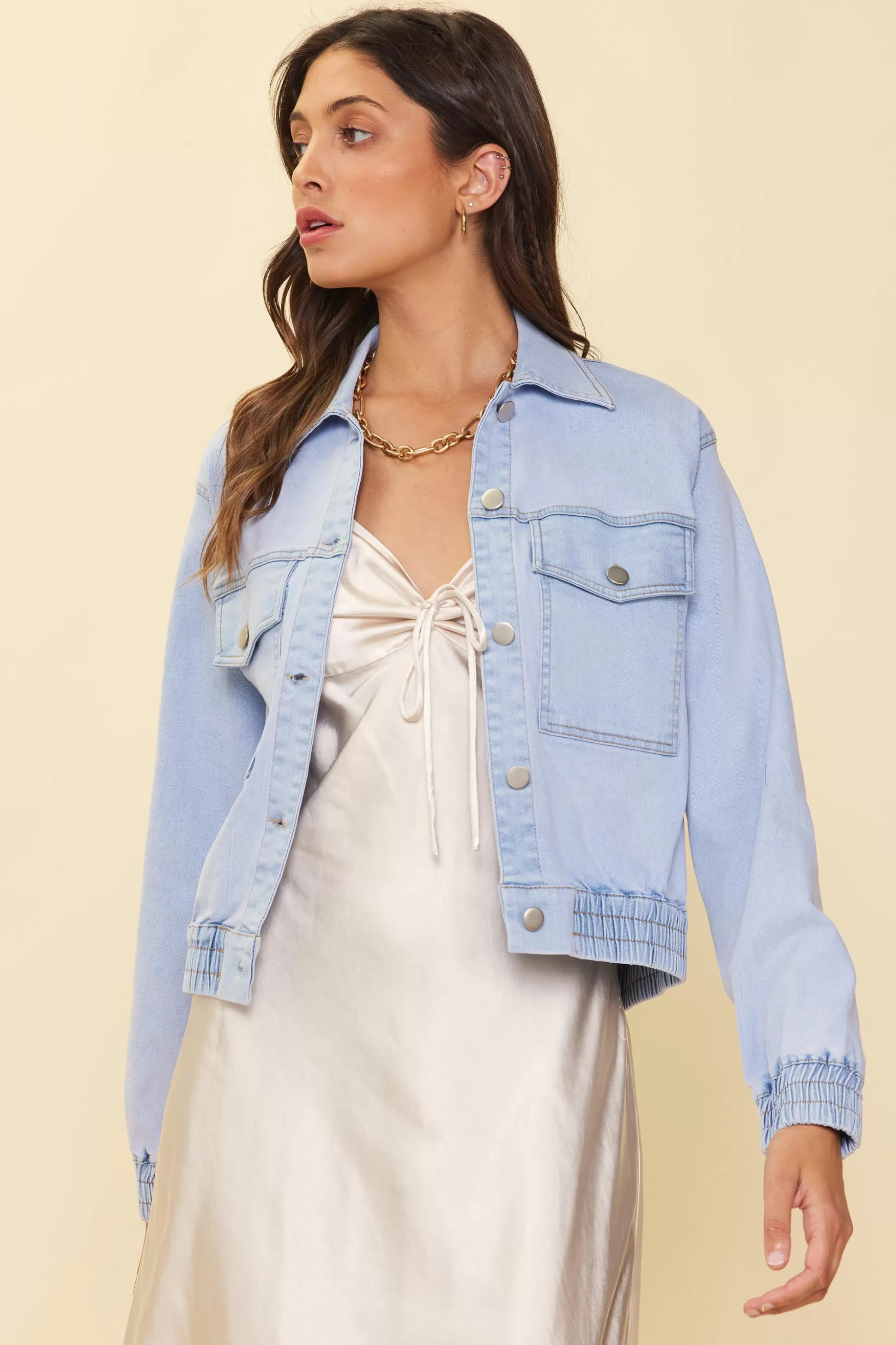 SKIES ARE BLUE Outerwear>Washed Denim Jacket Chambray